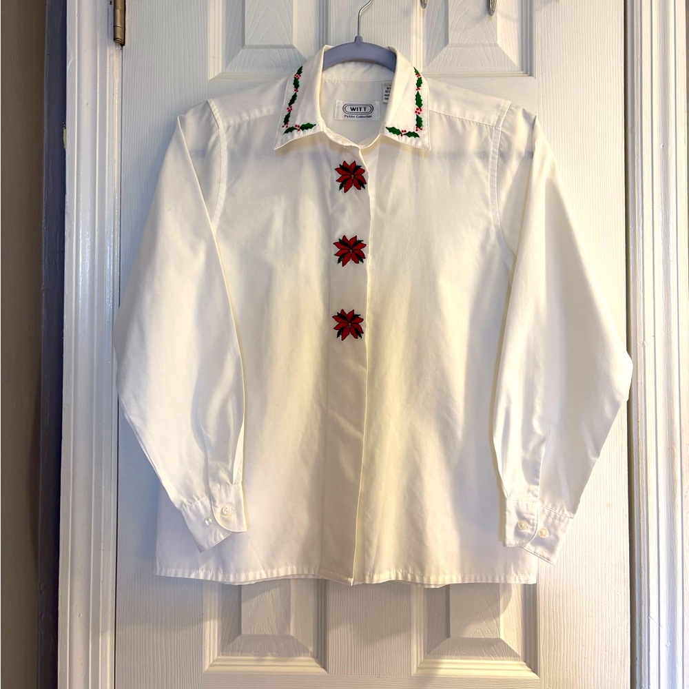 Vintage Witt Petite Collection Holiday Christmas Blouse Size 4.